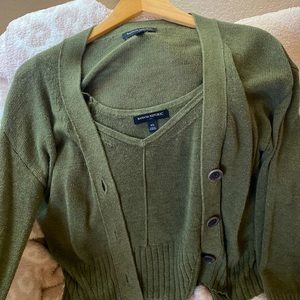 Knit tank and cardigan set in olive color from banana replubic